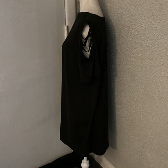 SHEIN Ripped Distressed Black T-Shirt Dress Tunic M Bikercore Rocker Grunge Punk - Picture 4 of 11